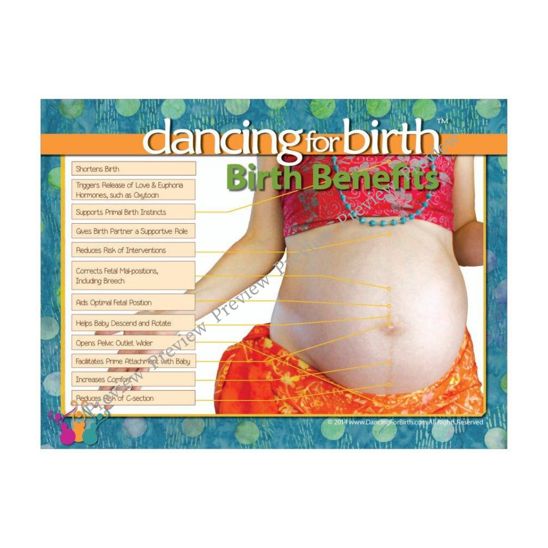 Dancing For Birth™ Birth Benefits (18" x 24") Poster