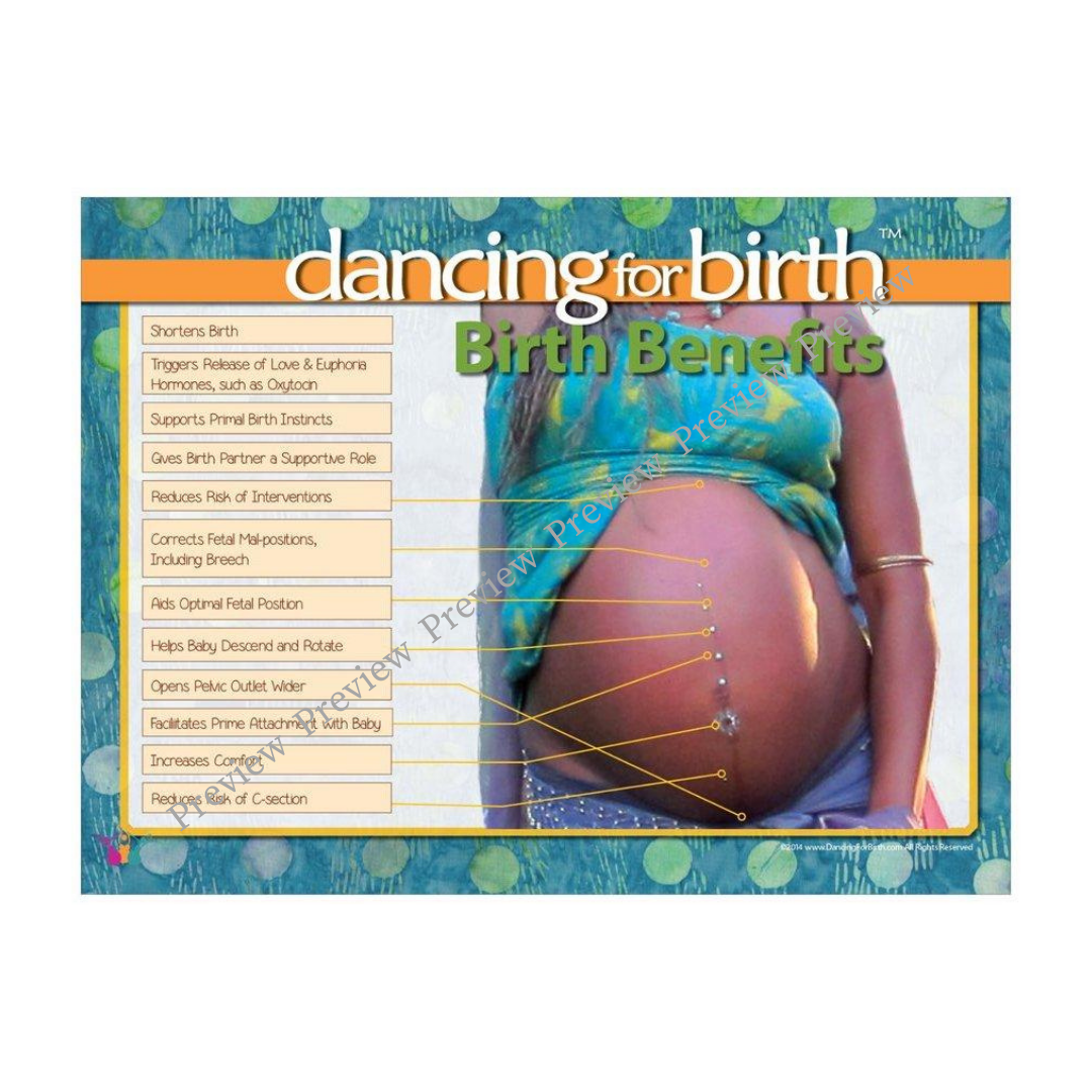 Dancing For Birth™ Birth Benefits (18" x 24") Poster